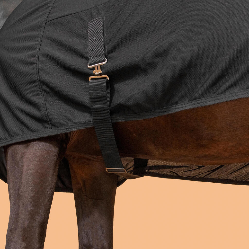 Jazdecká rýchloschnúca deka z mikrovlákna pre poníky a kone čierna