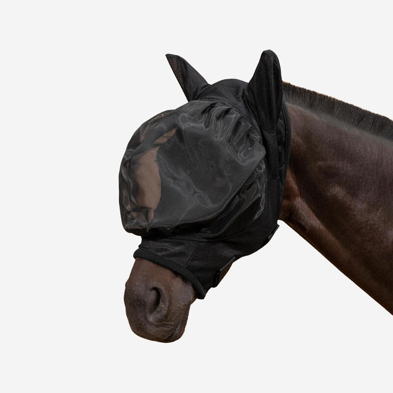 Maschera antimosche equitazione 500 cavallo nera