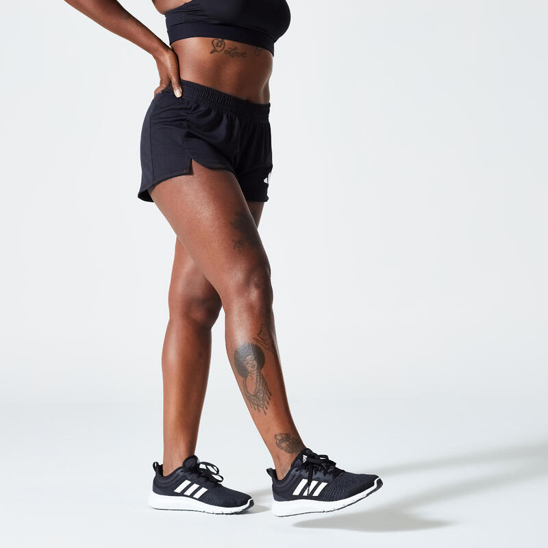 Pantaloncini donna fitness ADIDAS regular traspirante neri