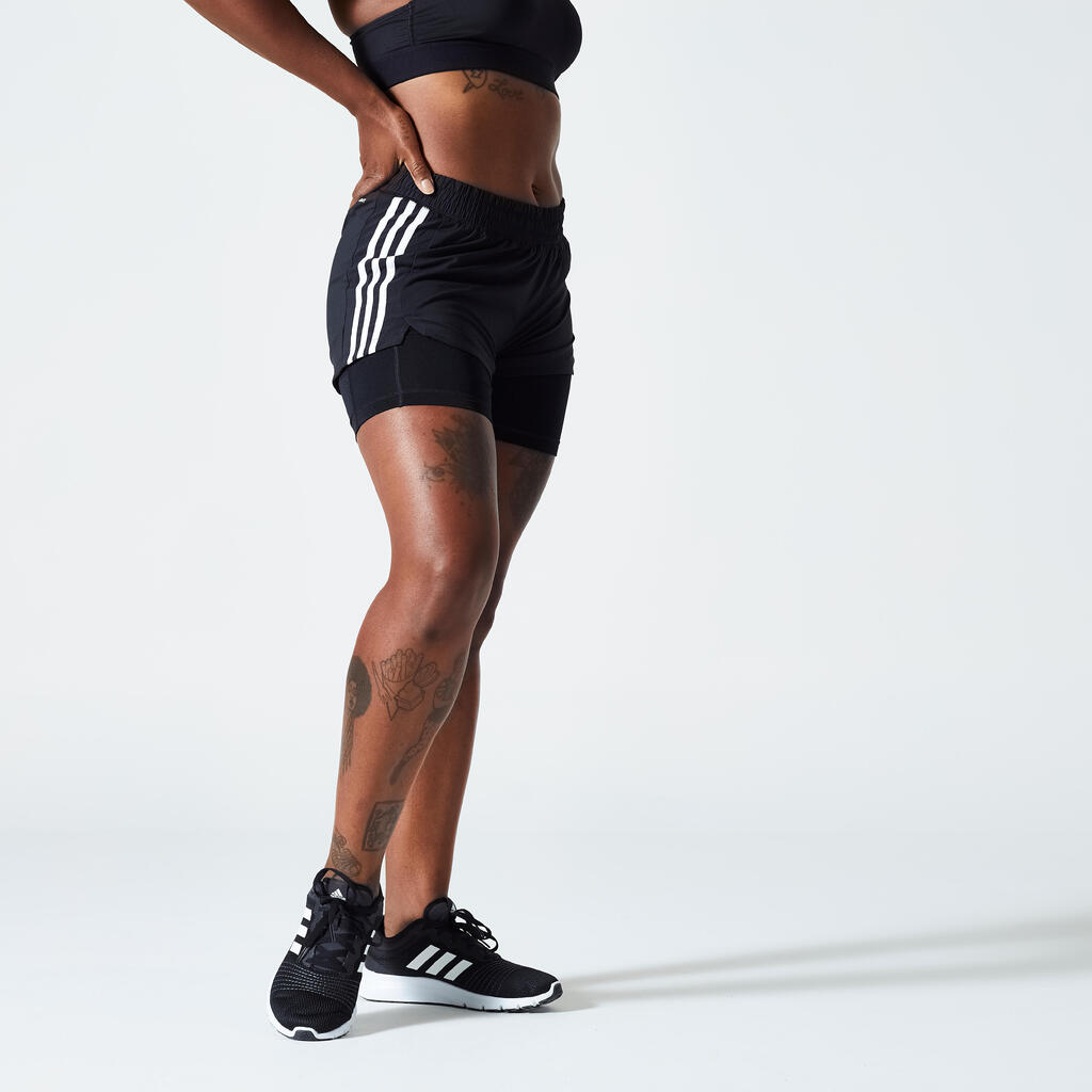 2-in-1 Shorts Fitness Damen schwarz