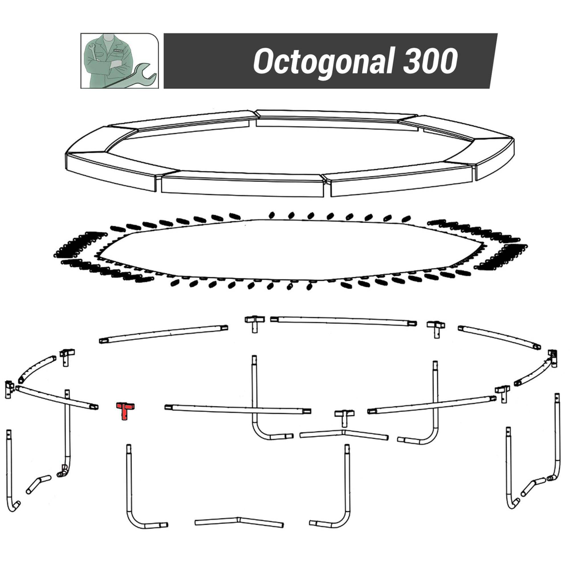 Post/Leg/Frame Junction - Spare Part for Octagonal 300 Trampoline -  3