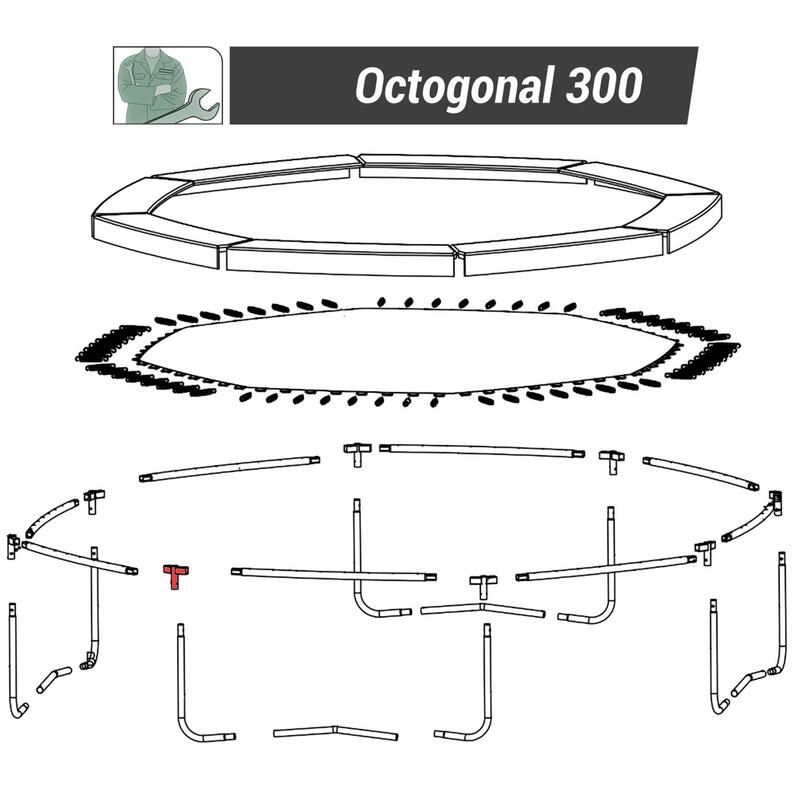Spojovací díl sloupku/nohy/rámu trampolíny Octogonal 300