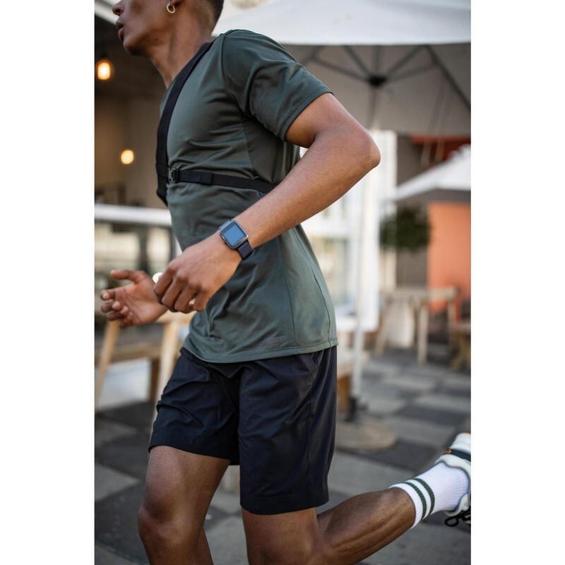Șort respirant alergare jogging 2 în 1 Dry 550 Negru Bărbați