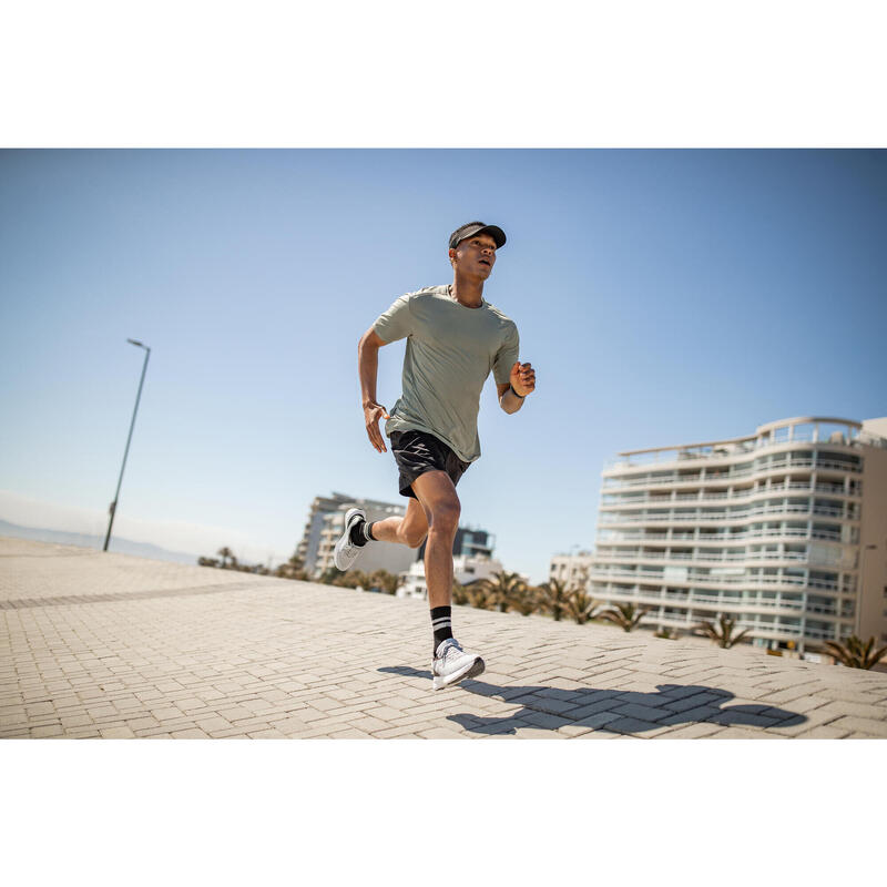 Șort respirant alergare jogging 2 în 1 Dry 550 Negru Bărbați