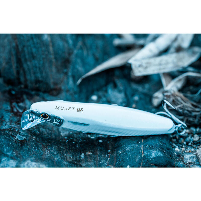 Amostra Jerkbait para Pesca com Amostra no Mar MUJET 90 US BRANCO