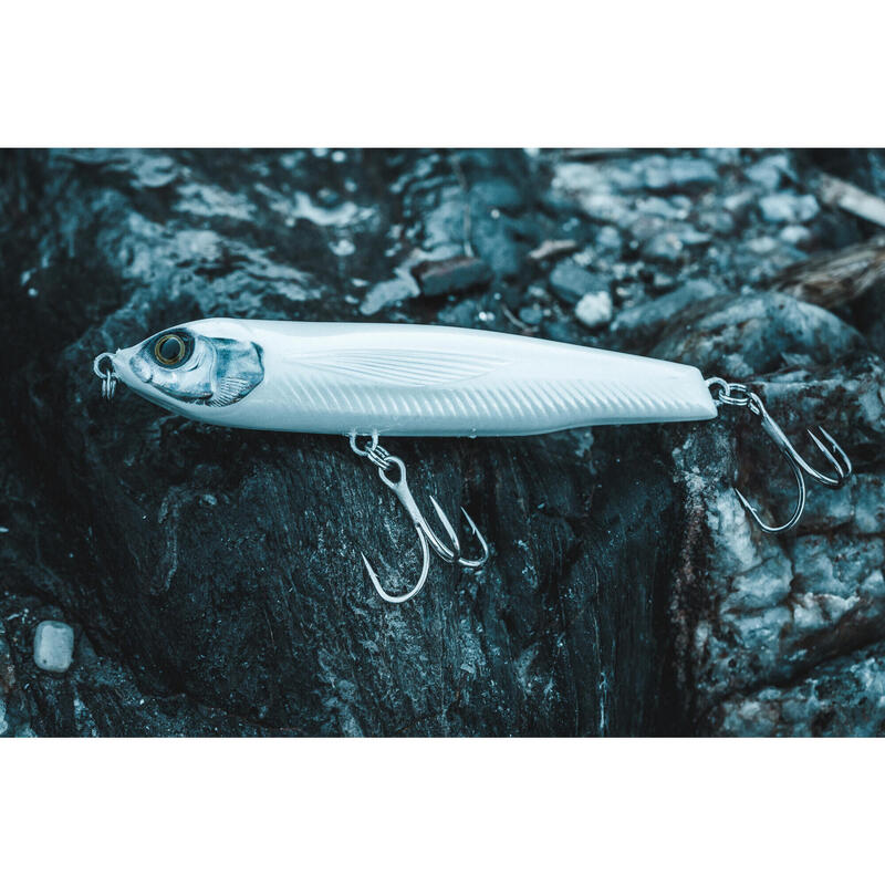 Amostra Flutuante Stickbait para Pesca ao Corrico no Mar EXOFLY 130 F BRANCO