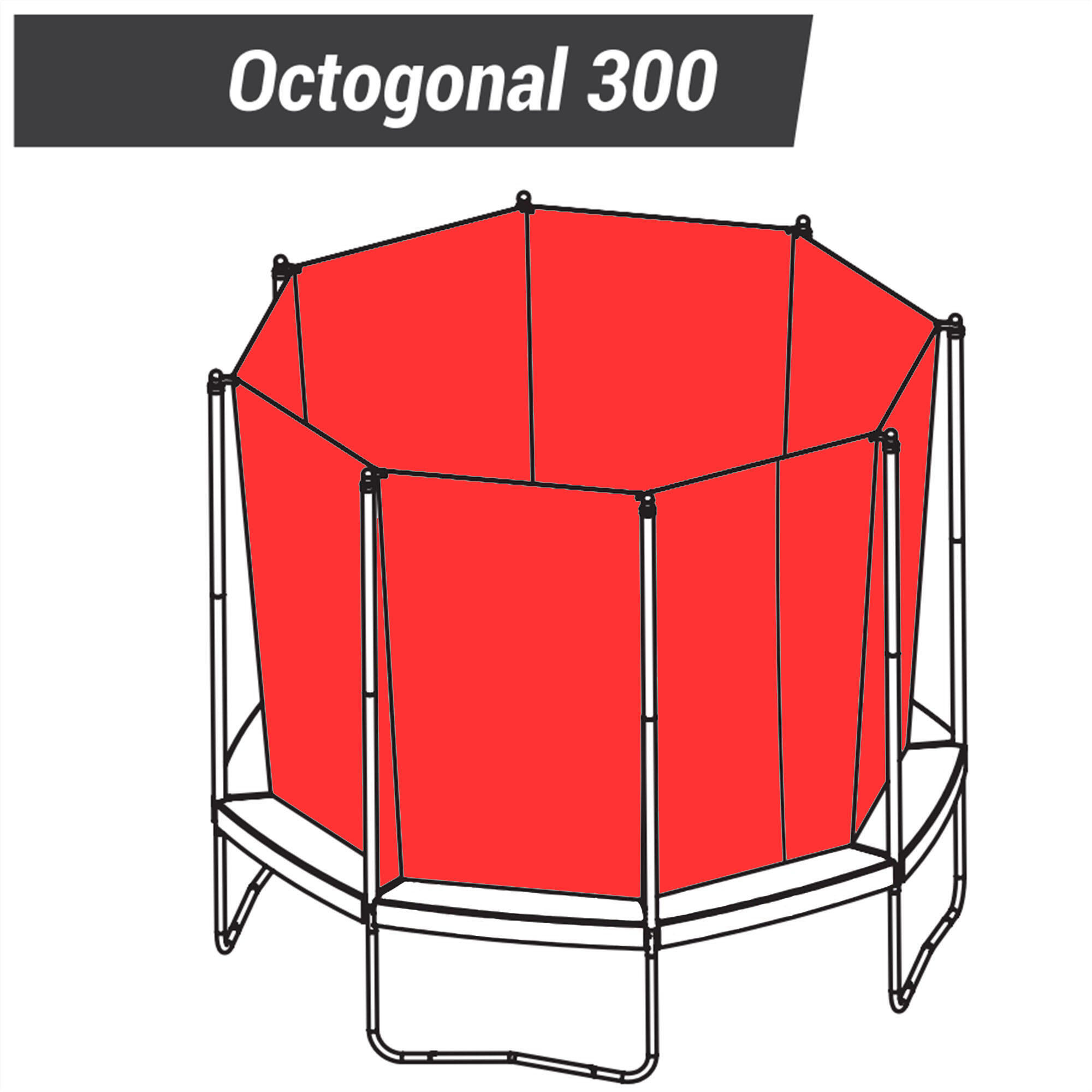 OCTAGONAL TRAMPOLINE 300 - PROTECTIVE NET