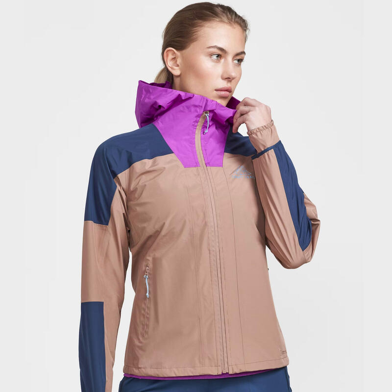 VESTE COUPE-VENT ET IMPERMEABLE RUNNING ROUTE FEMME - PRO TRAIL HYDRO BICOLORE