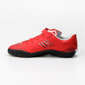 Zapatillas de fútbol sala niño GINKA 500 Velcro Rojo Negro