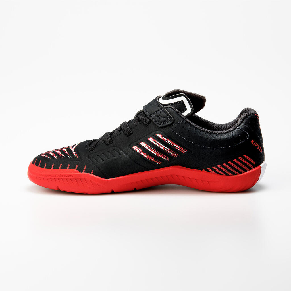 Kinder Fussball Hallenschuhe Futsal mit Klettverschluss - Ginka 500 schwarz/rot