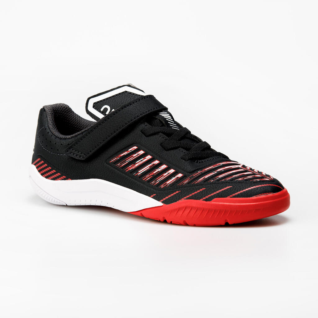 Kinder Fussball Hallenschuhe Futsal mit Klettverschluss - Ginka 500 schwarz/rot