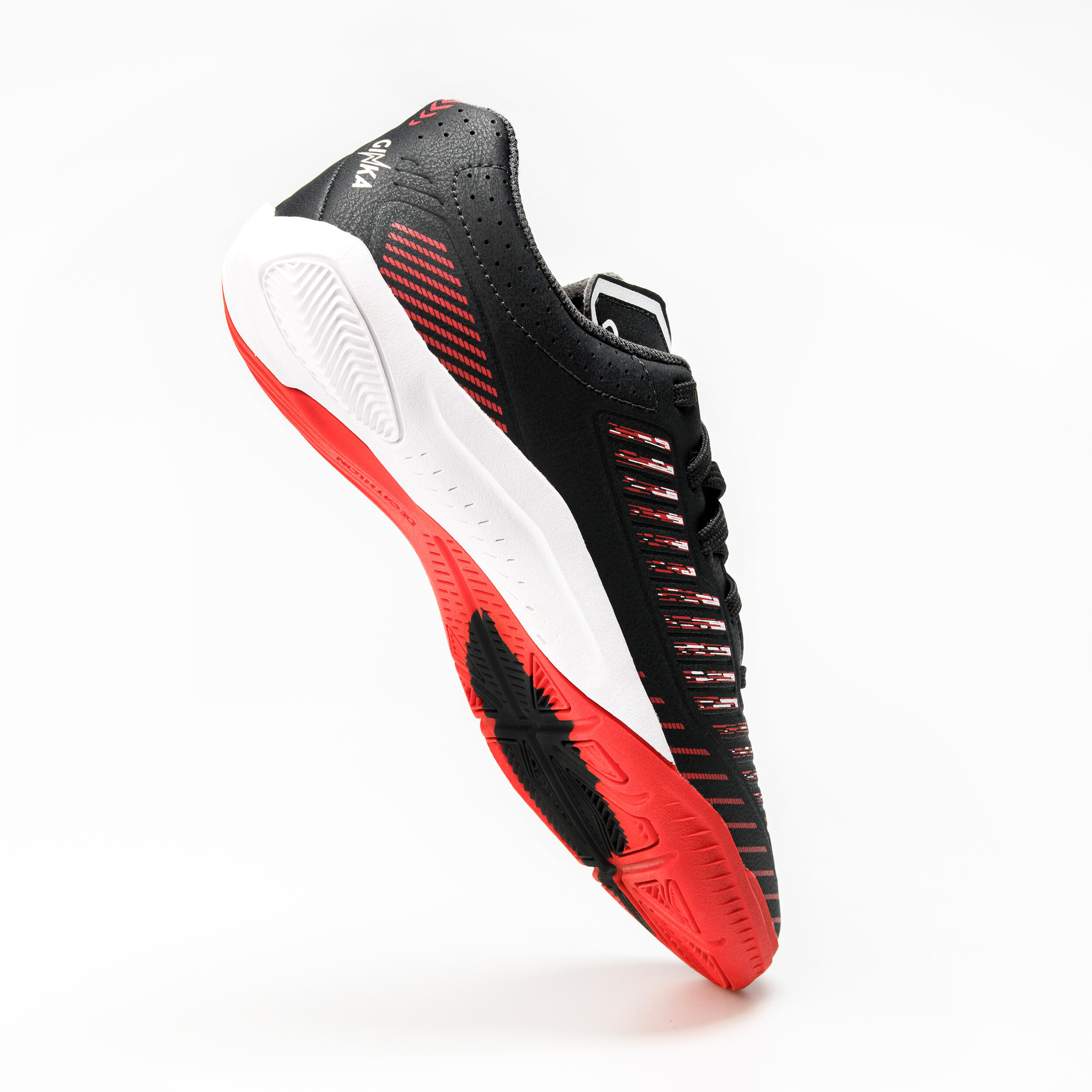Scarpe futsal bambino GINKA 500 nero-rosso 7/16