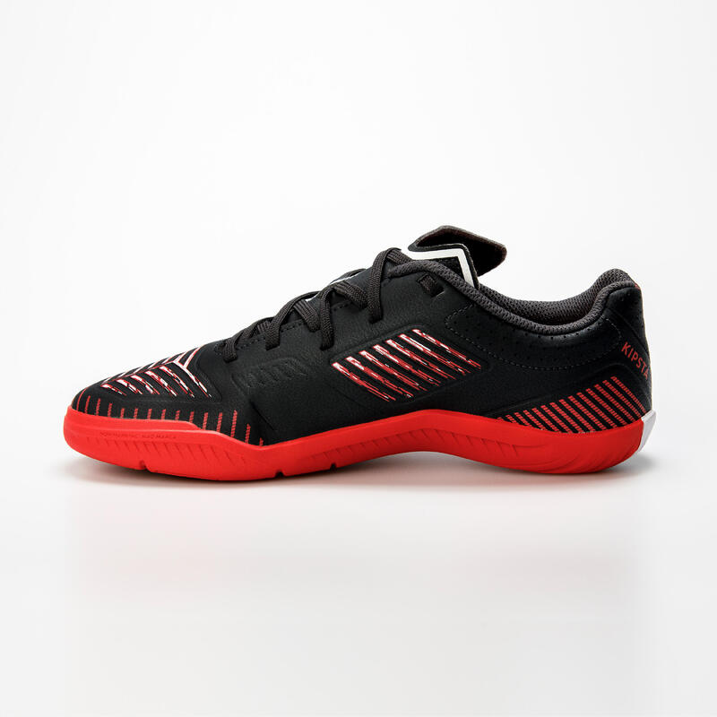 Chaussures de Futsal enfant GINKA 500 Futsal JR Noir Rouge