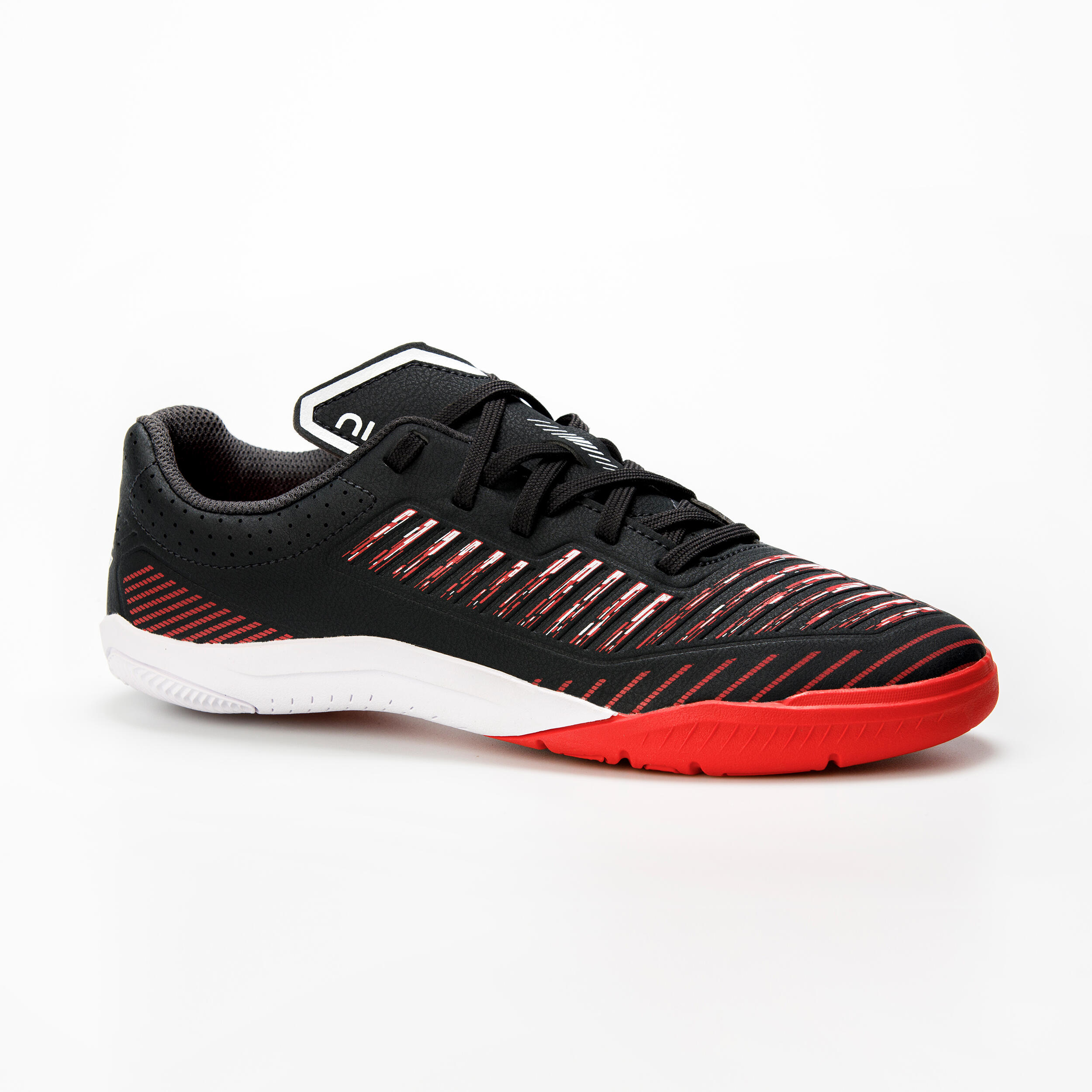 Kinder Fussball Hallenschuhe Futsal - Ginka 500 schwarz/rot