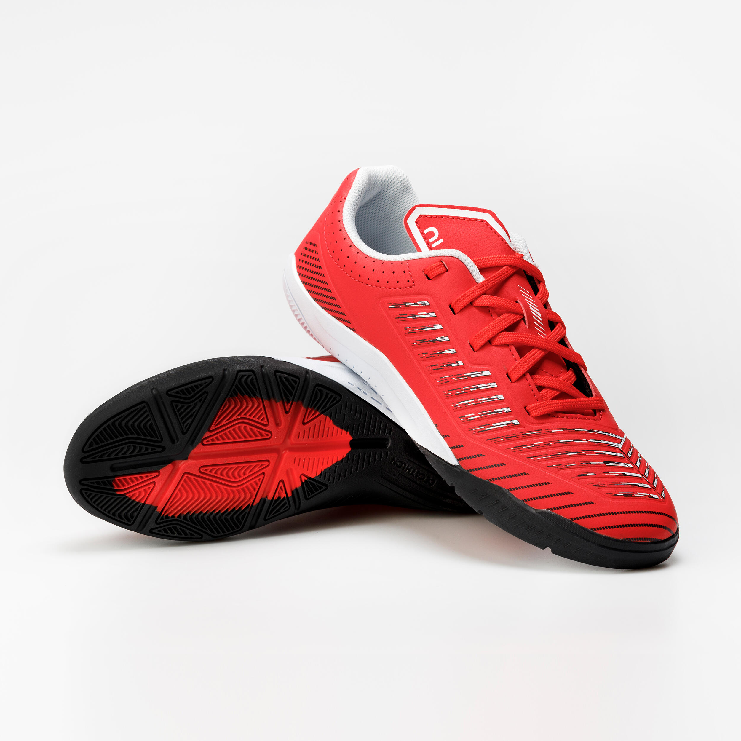 Kids' Indoor Soccer Shoes - Ginka 500 Red/Black - KIPSTA
