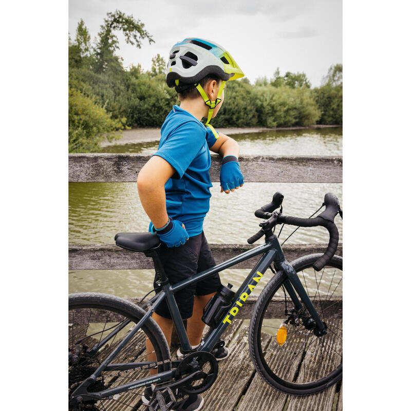 Fietsshirt met korte mouwen voor kinderen 100 blauw 7-13 jaar