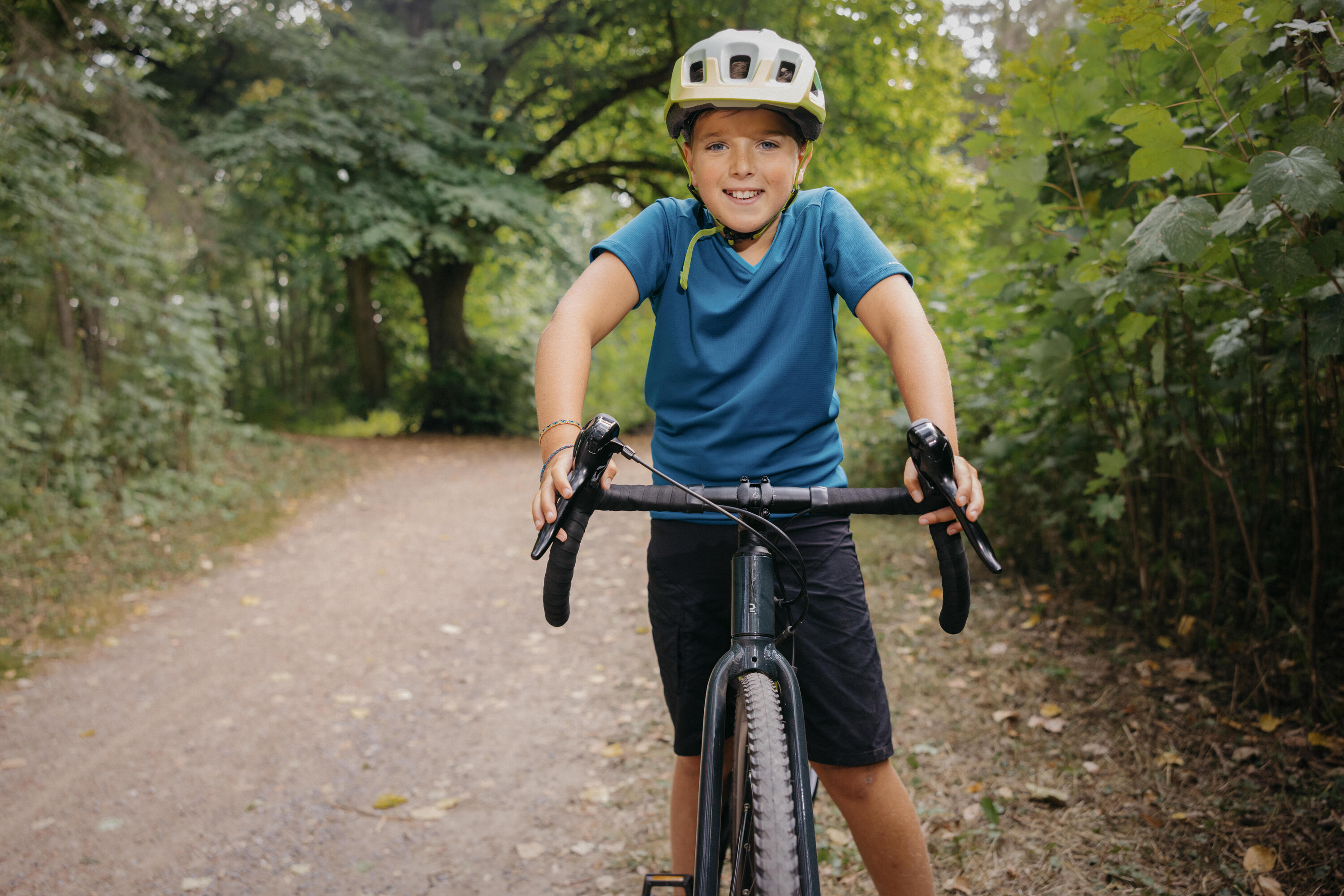 MAILLOT MANCHES COURTES VÉLO ENFANT 100 BLEU 7-13ANS 12/12