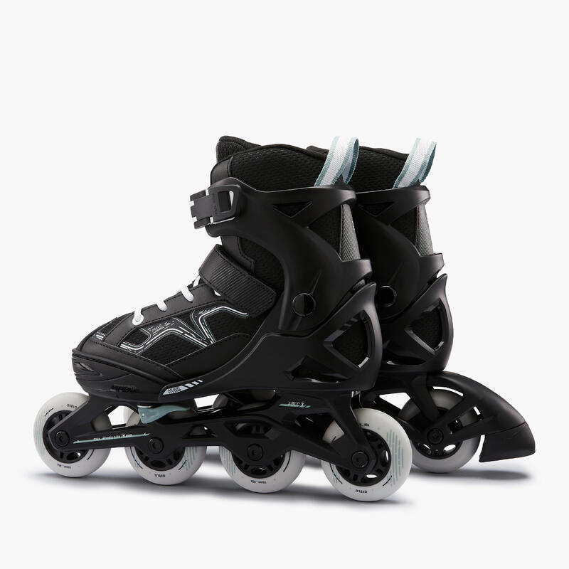 Patines Línea Niños Oxelo Roller Fitness Fit 3 Negro Caqui