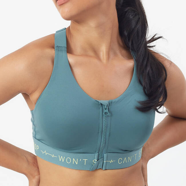 Women's High Support Zip-Front Sports Bra - All in Motion Heather