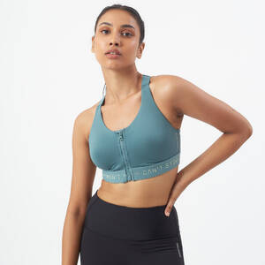 Sports Bra High Support with Zip - Green