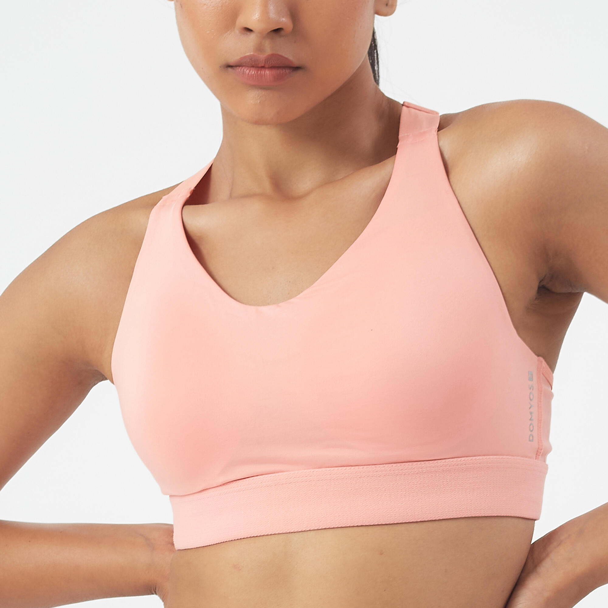 Large High-Support Fitness Bra 960 - Pink DOMYOS