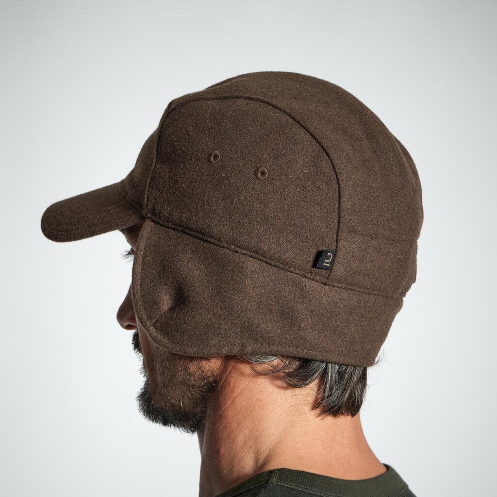 WARM WOOL CAP WITH EAR FLAPS 500 - BROWN