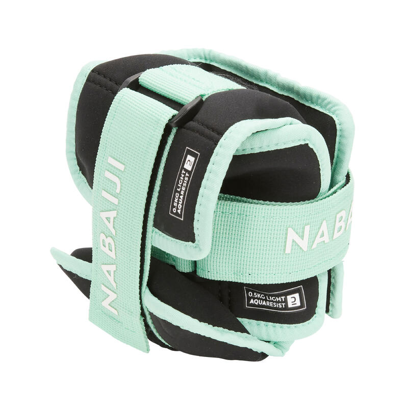 Bracelets Lestés avec boucle aquagym vert clair. 2*0,5 KG