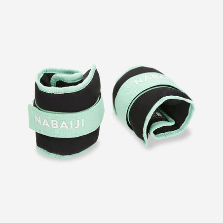 Gelang beban aquafitness dengan gesper hijau terang. 2*0,5 KG