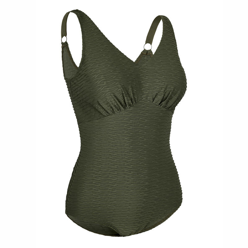 Bañador Mujer aquagym moldeador verde caqui. Disponible en talla grande