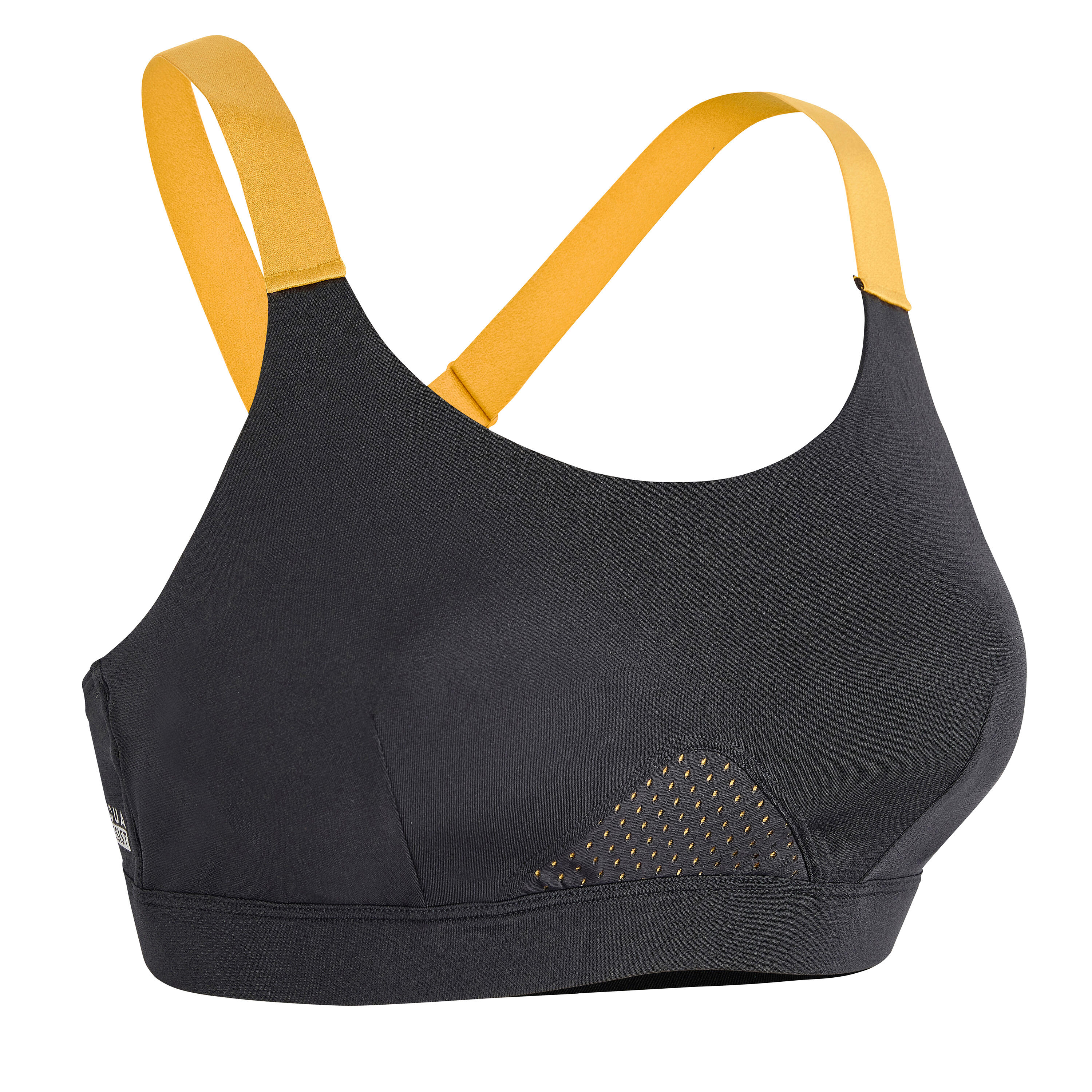 Bikinitop voor aquagym aquabike Elea zwart oker 6/7