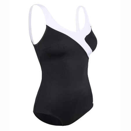 Women's Aquafitness 1-piece swimsuit Karli Black White