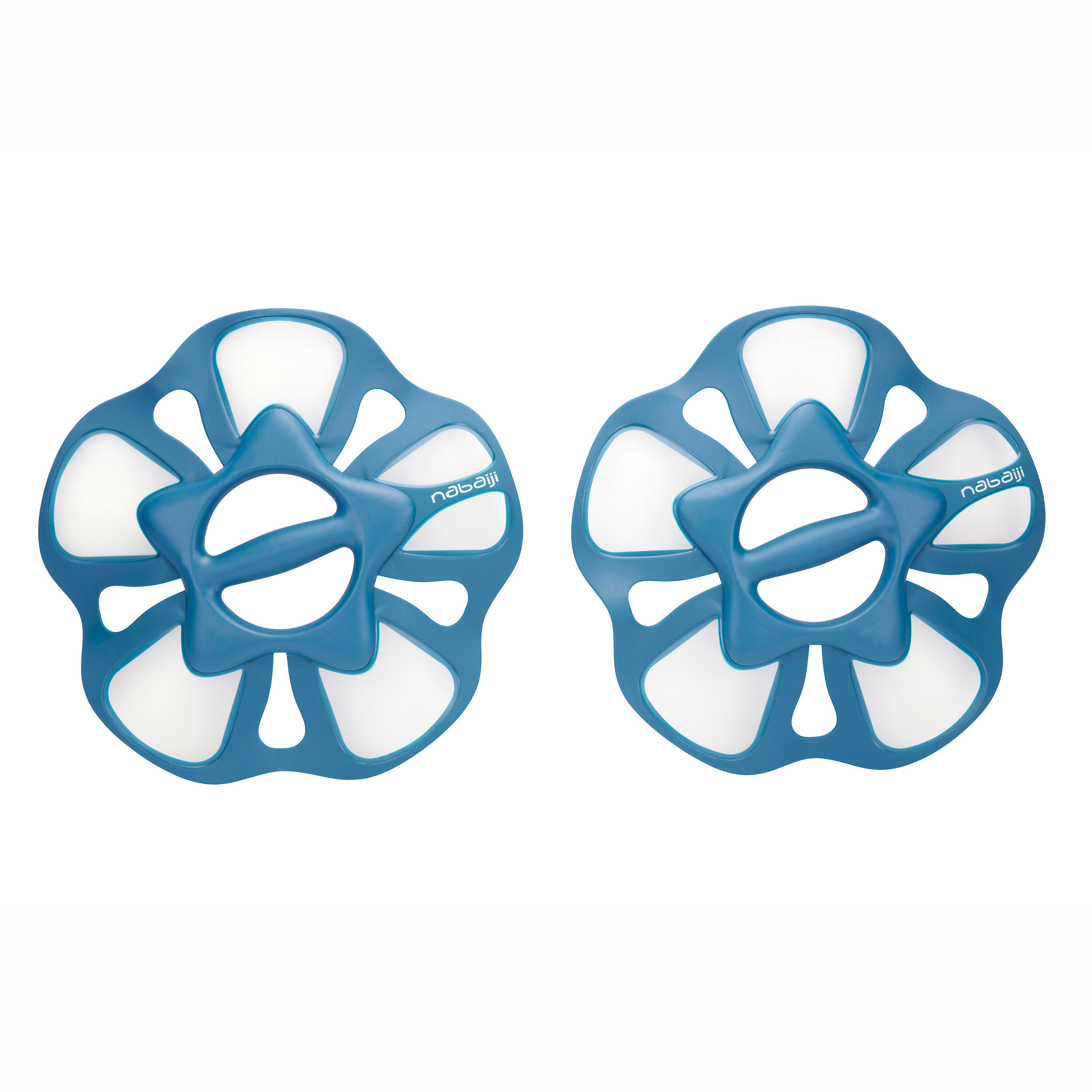 Pair of aquafitness flower L pullpush dumbbells white blue 6/6