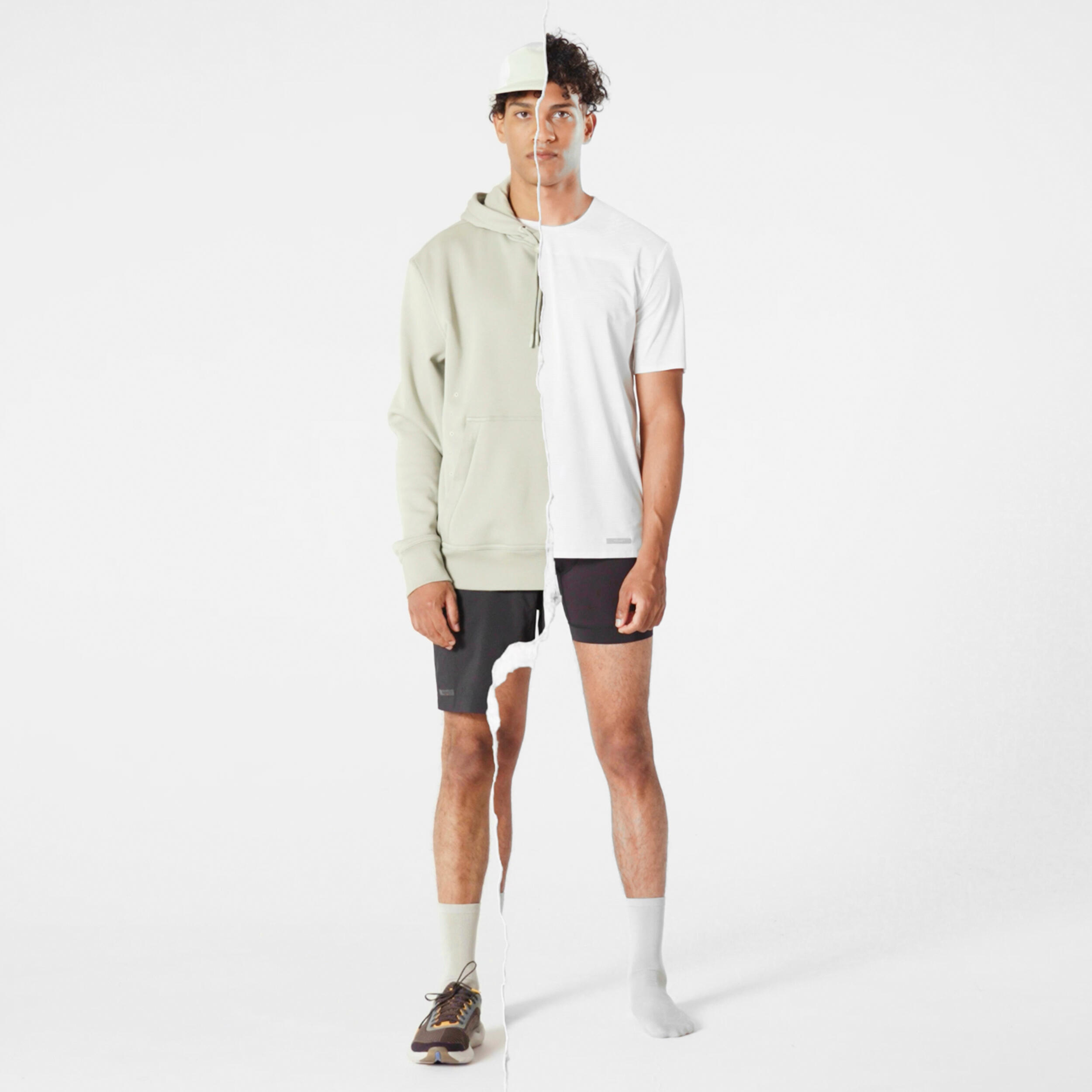 Short de course à pied respirant 2 en 1 homme – Dry 550 noir - KALENJI