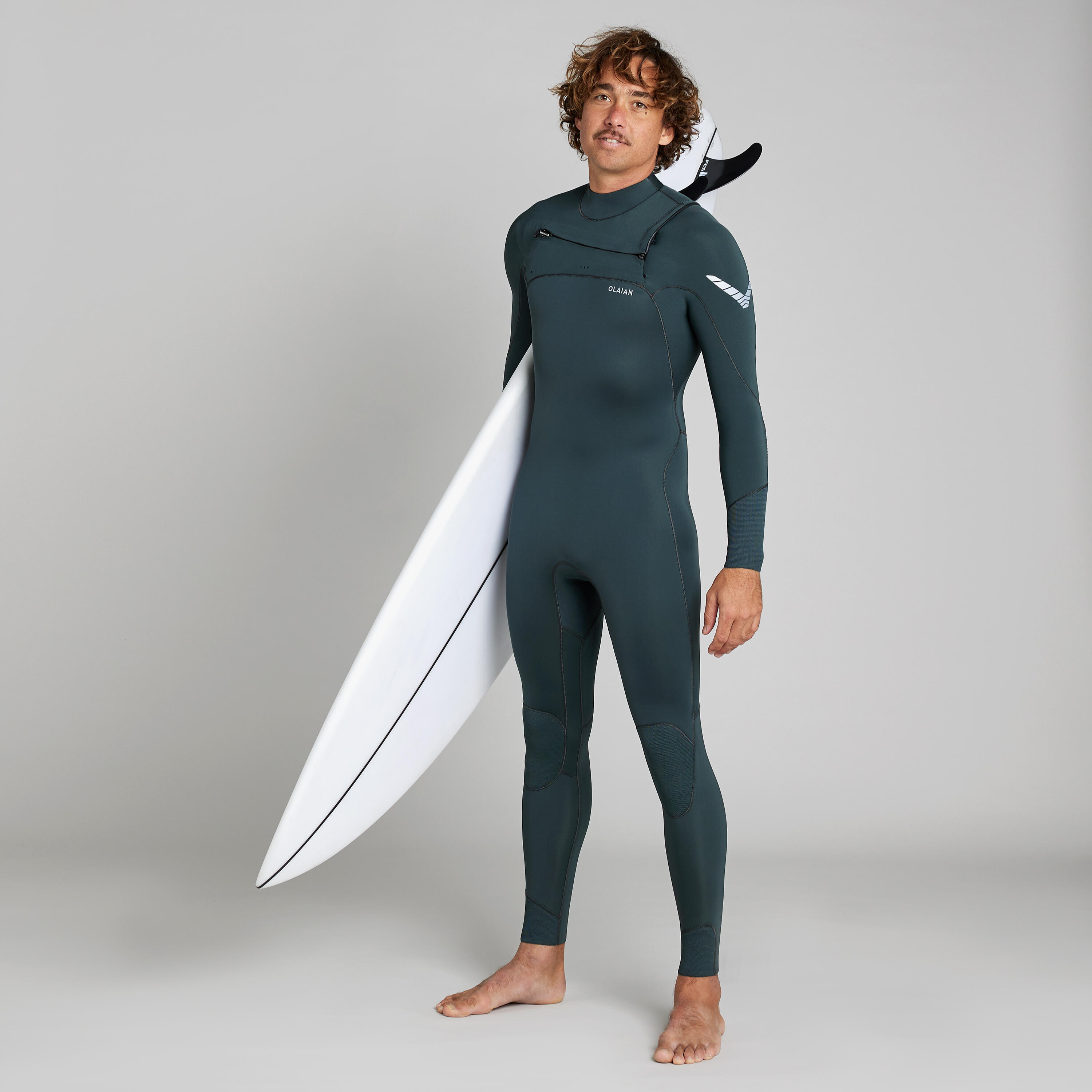 Neopreno surf Hombre agua templada 3 2mm 900 verde oscuro