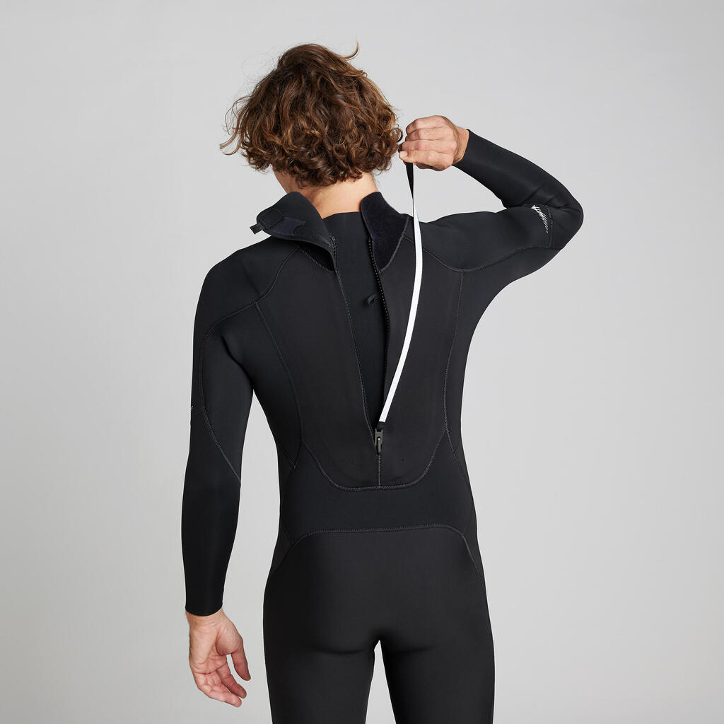 Men's 4/3 mm neoprene SURF 500 wetsuit black