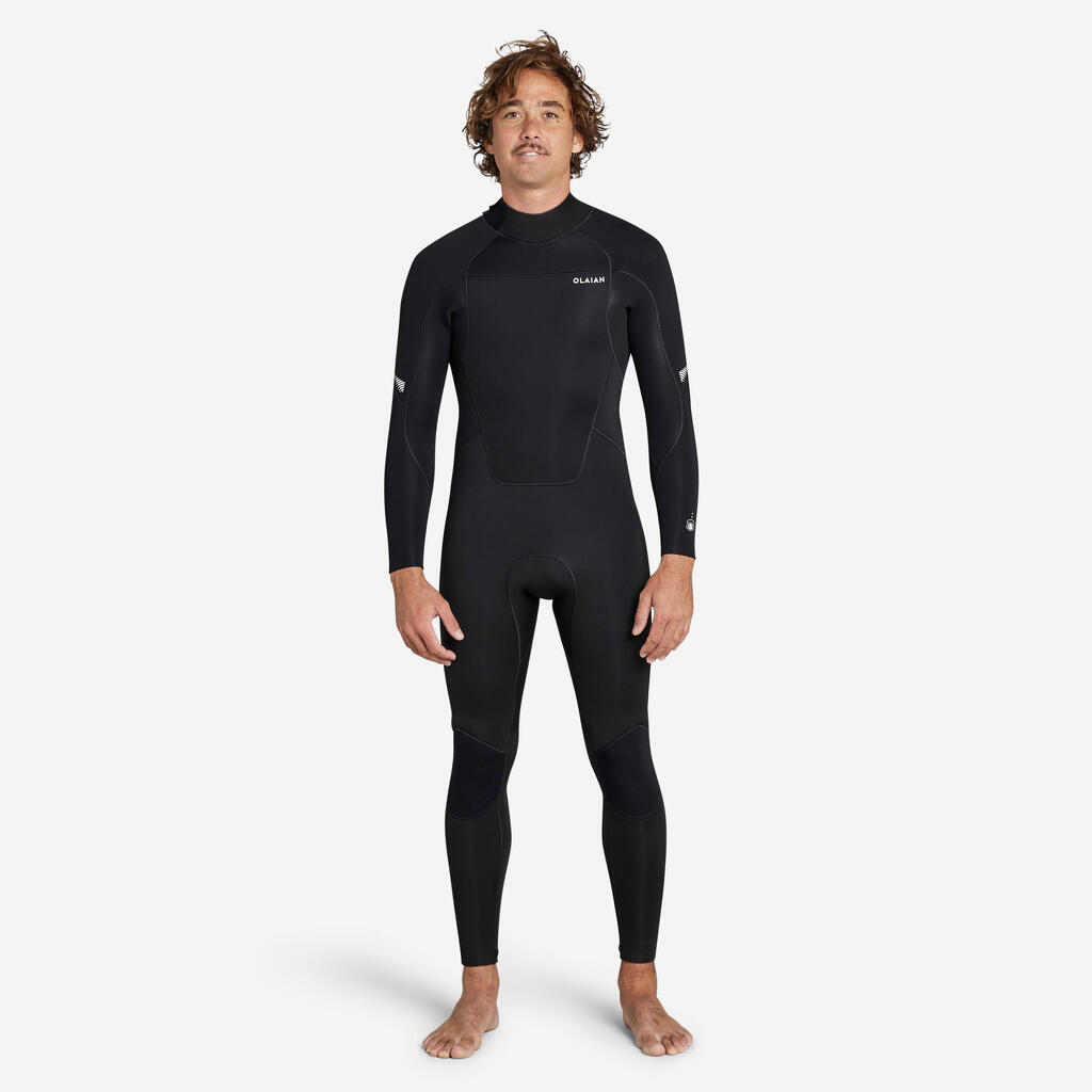 Men's 4/3 mm neoprene SURF 500 wetsuit black