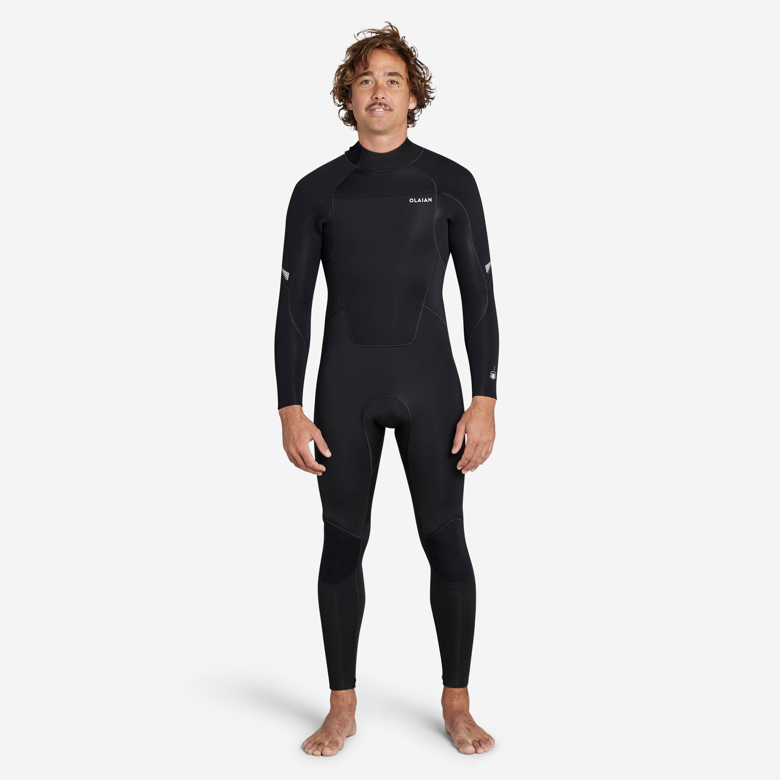 Combinaison surf 500 néoprène 4/3 mm homme black - OLAIAN
