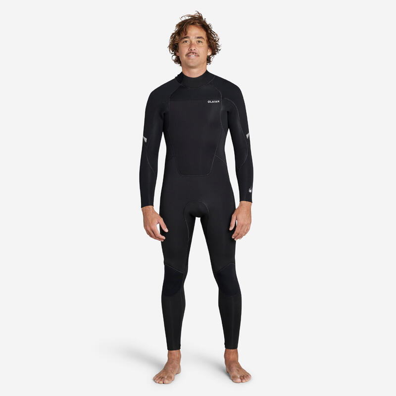 Wetsuit voor surfen heren 500 neopreen 4/3 mm zwart