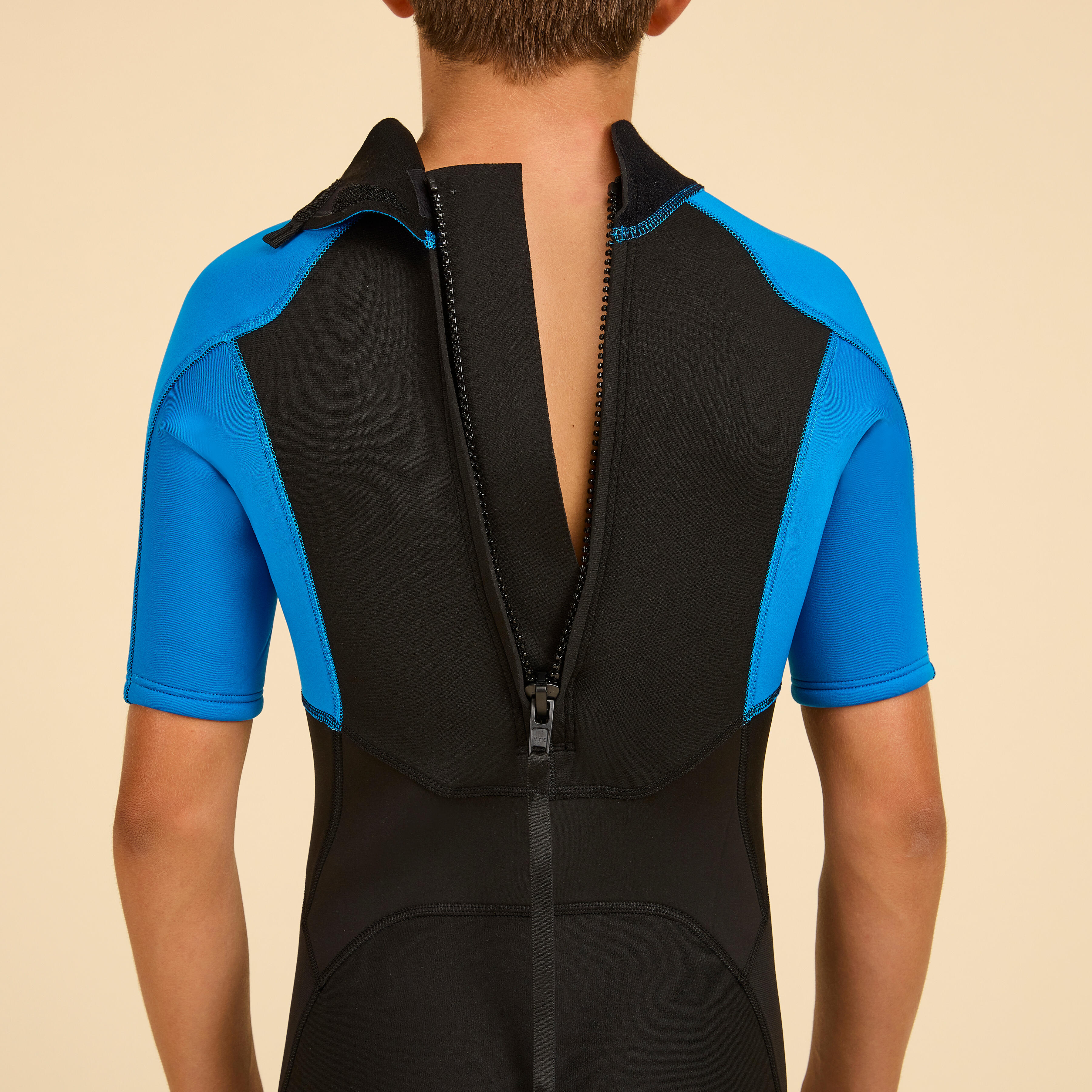 Kids’ Neoprene Shorty Wetsuit - 500 Blue/Black - OLAIAN