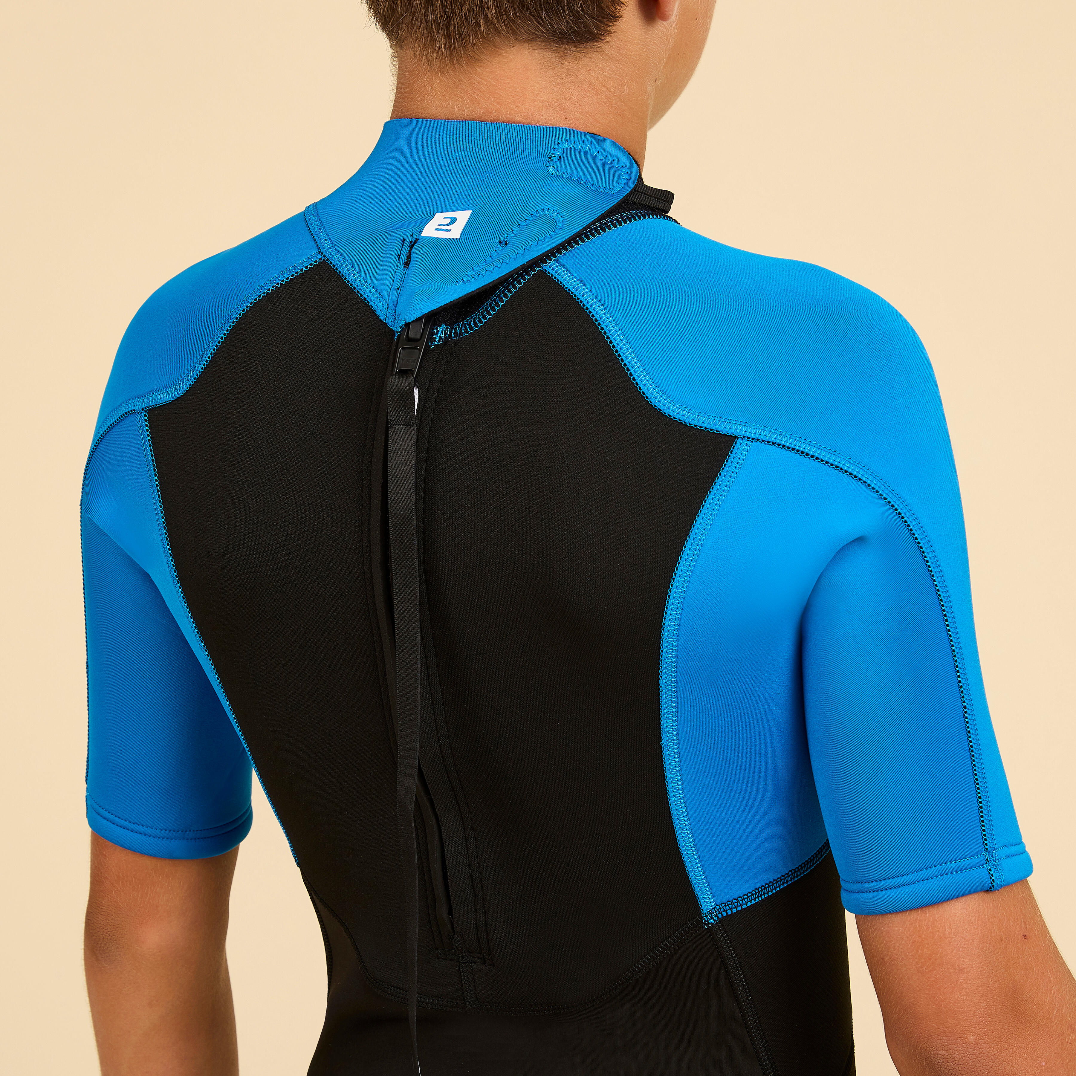 Kids’ Neoprene Shorty Wetsuit - 500 Blue/Black - OLAIAN