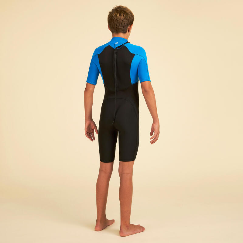 SURFSHORTY VOOR JONGENS 500 NEOPREEN 1,5 MM BLAUW/ZWART