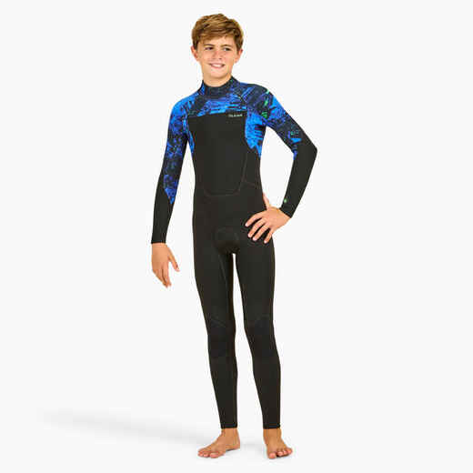 BOY'S SURFING WETSUIT 500 4/3 MM VORTEX BLACK