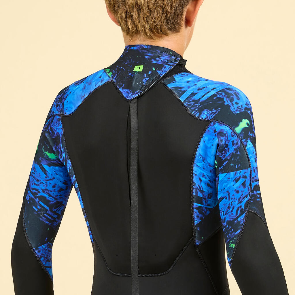 BOY'S SURFING WETSUIT 500 4/3 MM VORTEX BLACK