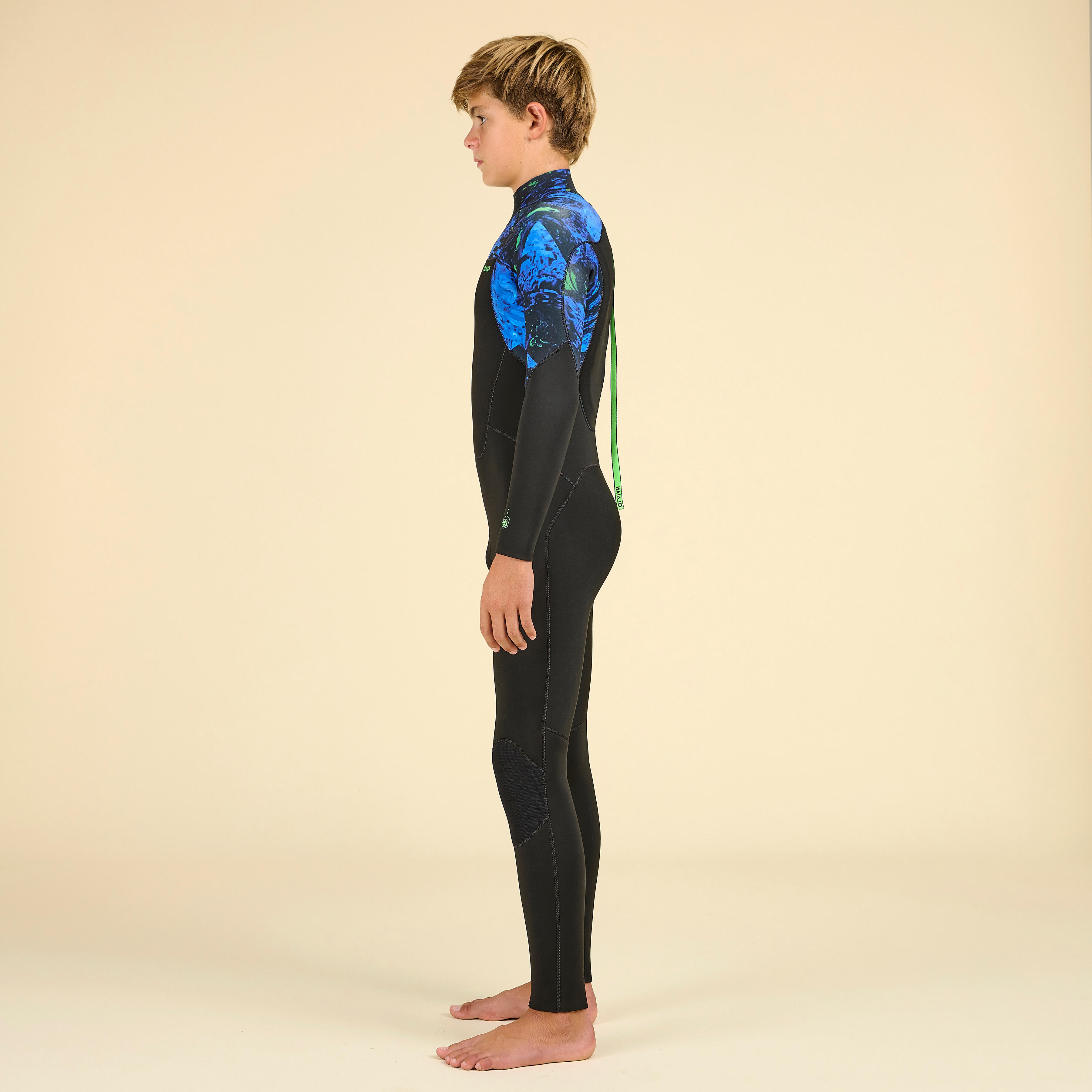 Boys’ 4/3 mm Surfing Wetsuit - 500 Vortex Black - OLAIAN