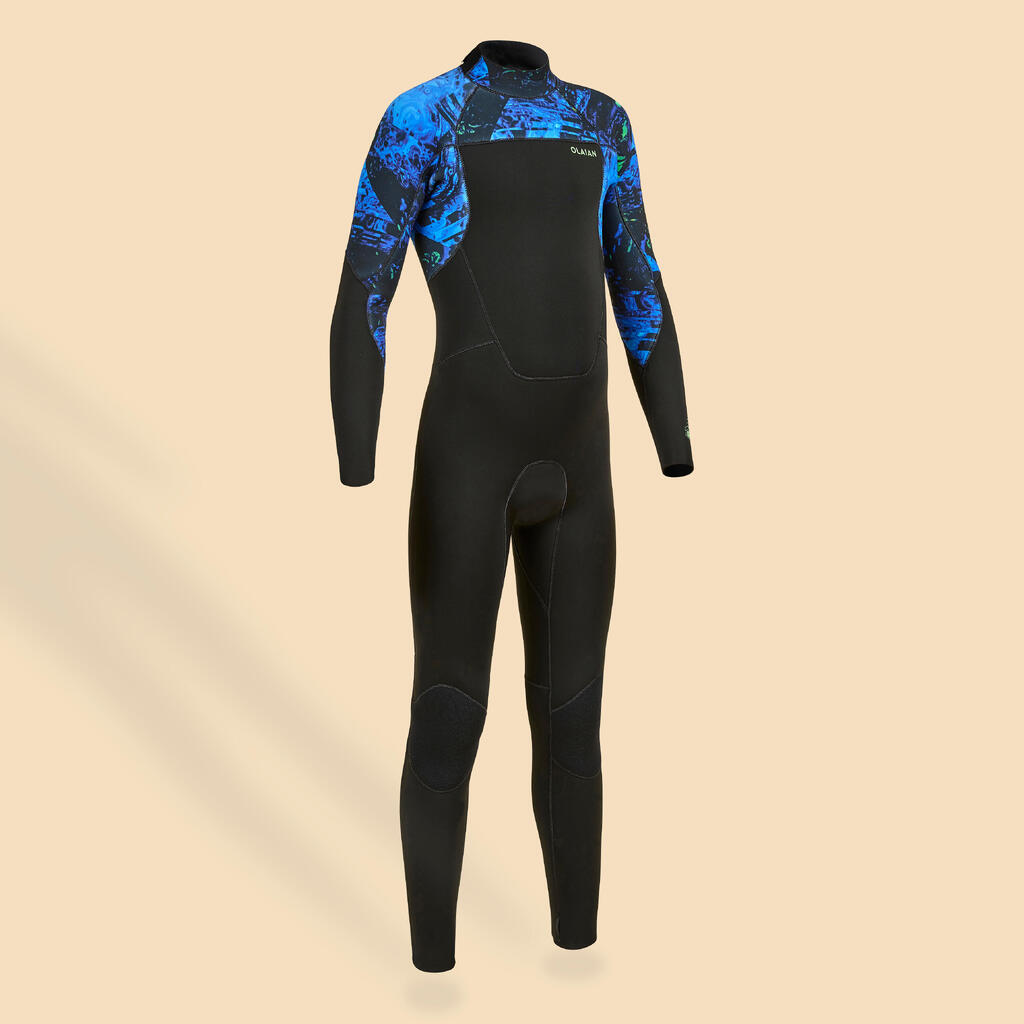 BOY'S SURFING WETSUIT 500 4/3 MM VORTEX BLACK