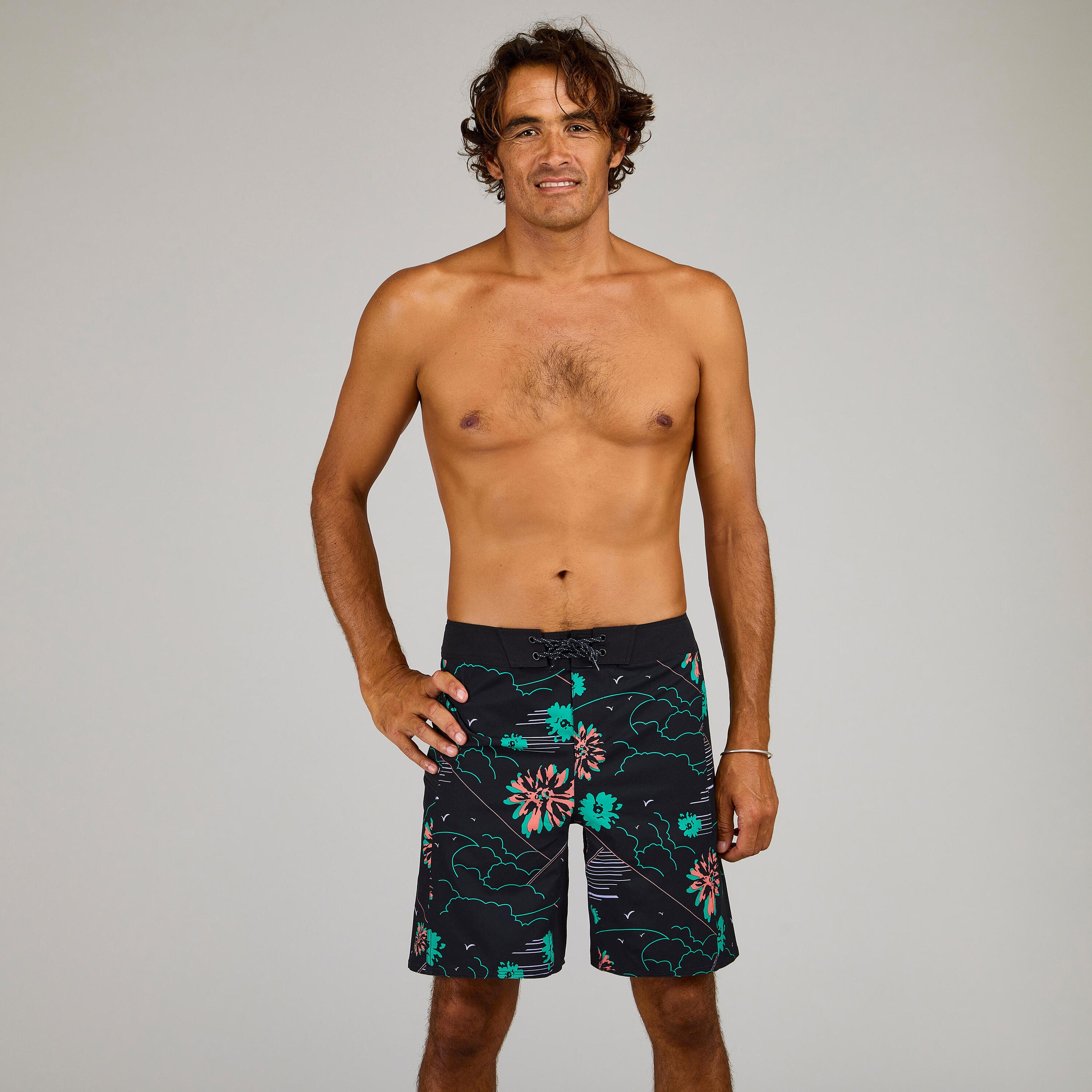 Surfing boardshorts 500 19" PARADISE BLACK 10/10