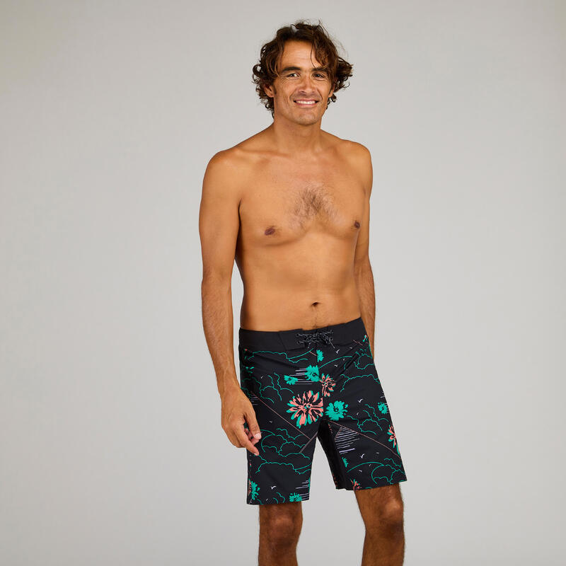 Boardshort surf 500 19" PARADISE BLACK