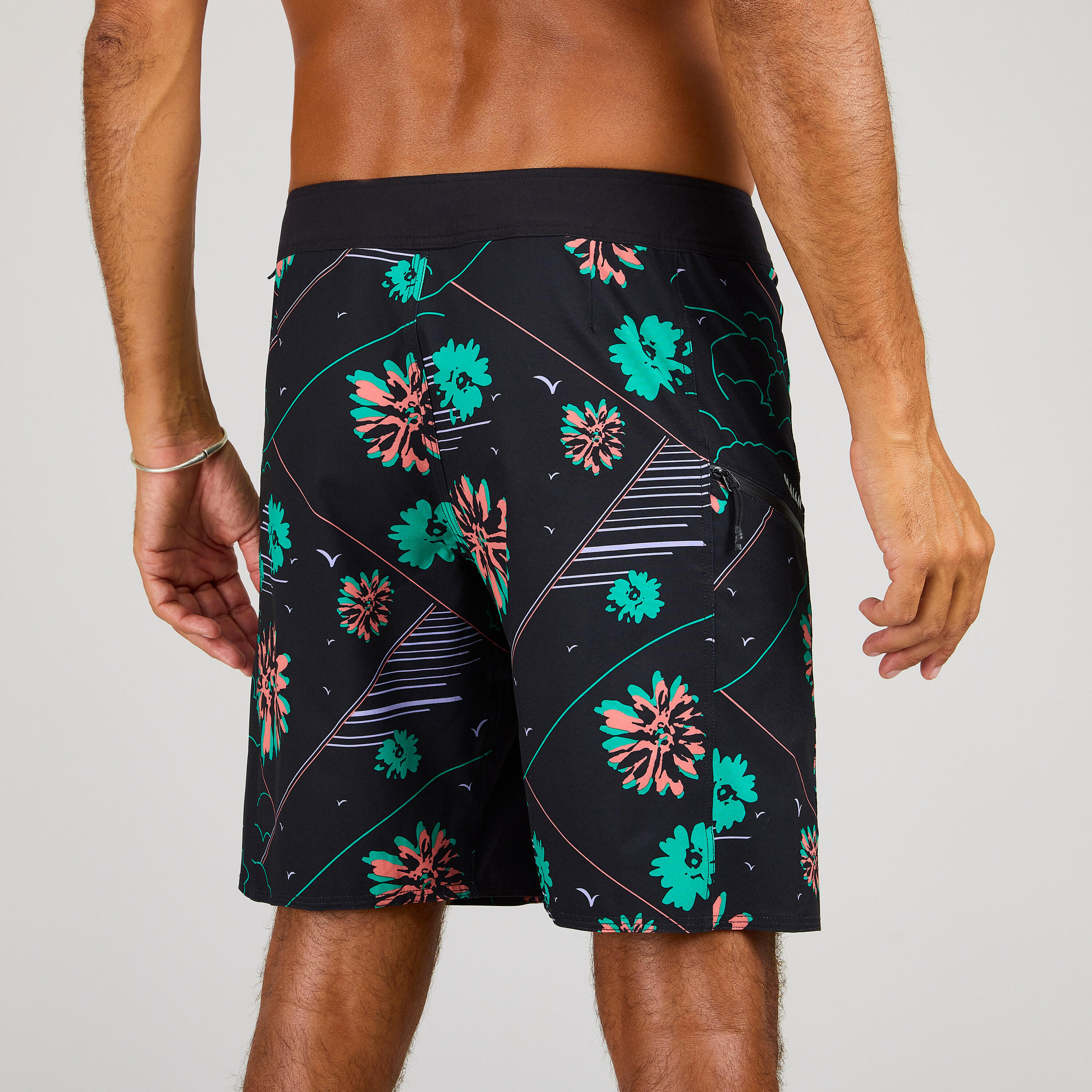 Surfing boardshorts 500 19" PARADISE BLACK 5/10