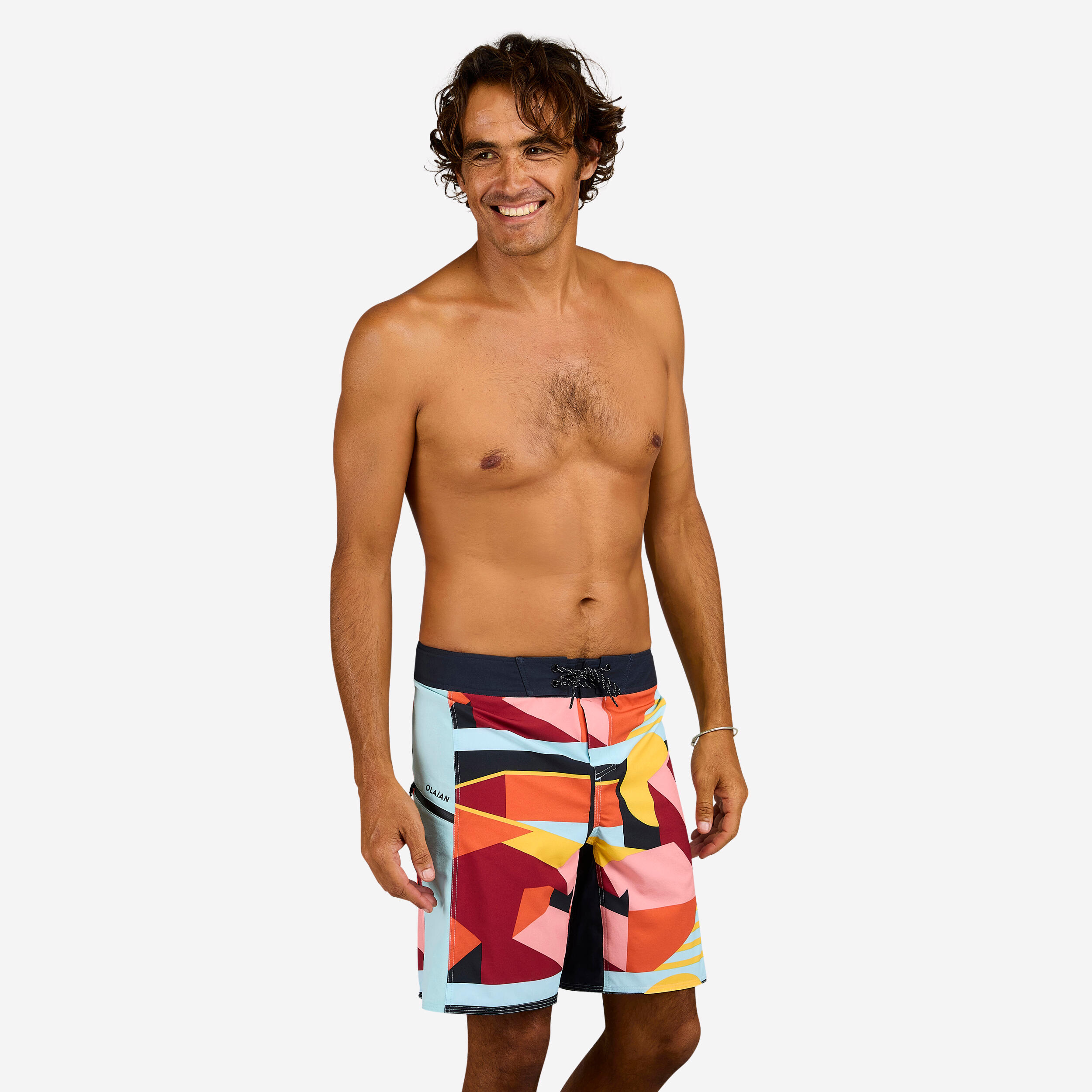 Surfing boardshorts 500 19" ARCHI RED 2/9