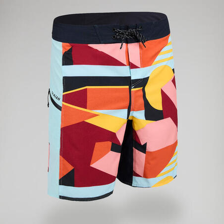 Boardshorts surf 500 19" ARCHI RÖD